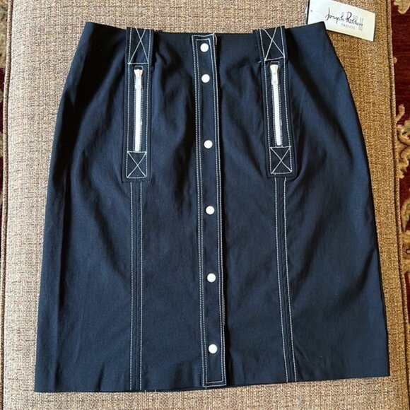 Joseph Ribkoff Dresses & Skirts - Joseph Ribkoff Black Snap Front Skirt with White Top Stitching